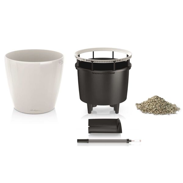 LECHUZA Donica CLASSICO LS 43 ALL-IN-ONE, biała, wysoki połysk, 16080