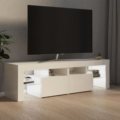 vidaXL Szafka TV z oświetleniem LED, biel z połyskiem, 140x36,5x40 cm