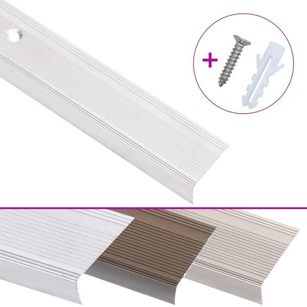 vidaXL Listwy schodowe w kształcie litery L 15 szt. Aluminium 100 cm