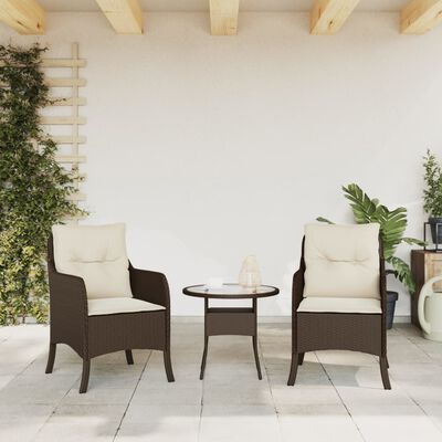 vidaXL Krzesła ogrodowe z poduszkami, 2 szt., brązowe, polirattan