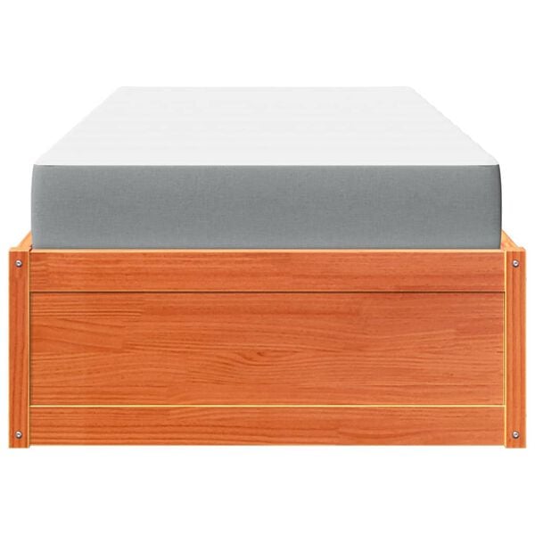 vidaXL Łóżko z materacem, woskowy brąz, 100x200 cm, drewno sosnowe