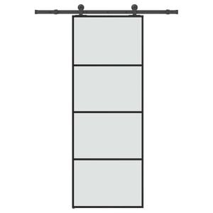 vidaXL Drzwi przesuwne z osprzętem, szkło ESG i aluminium, 76x205 cm