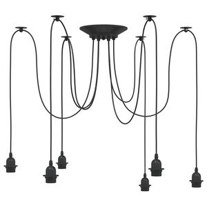 vidaXL Lampa wisząca z 6 uchwytami na żar&oacute;wki E27 Czarny metal