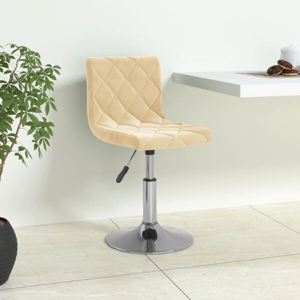 vidaXL Stołek barowy, kremowy, obity aksamitem