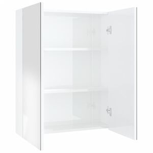 vidaXL Szafka łazienkowa z lustrem, 60x15x75 cm, MDF, biel z połyskiem