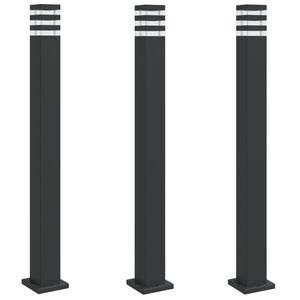 vidaXL Zewnętrzne lampy stojące, 3 szt., czarne, 110 cm, aluminium