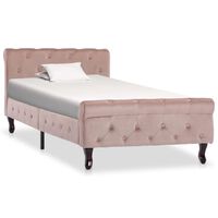 vidaXL Rama łóżka, różowa, tapicerowana aksamitem, 90 x 200 cm