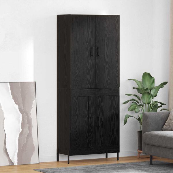 vidaXL Highboard Czarny Dąb 69,5 x 34 x 180 cm Materiał drewnopochodny