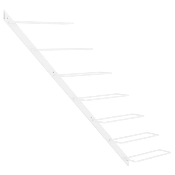 vidaXL Ścienny uchwyt na 7 butelek wina, biały, metalowy