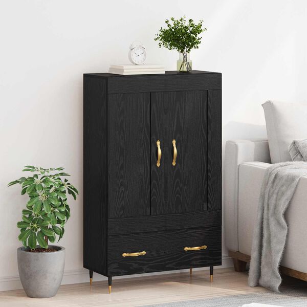 vidaXL Highboard Czarny Dąb 69,5 x 31 x 115 cm Materiał drewnopochodny