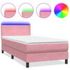 vidaXL Ł&oacute;żko kontynentalne z materacem i LED, r&oacute;żowe, 80x210 cm