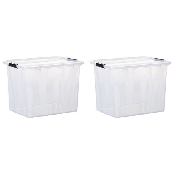 vidaXL Pudełka z pokrywami, 2 szt., przezroczyste, 55 L