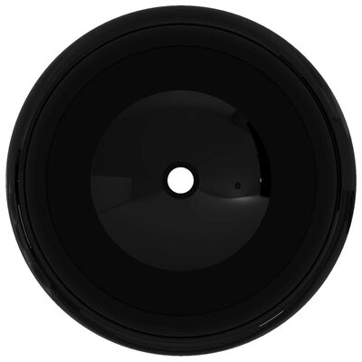 vidaXL Umywalka ceramiczna, okrągła, 40x15 cm, czarna
