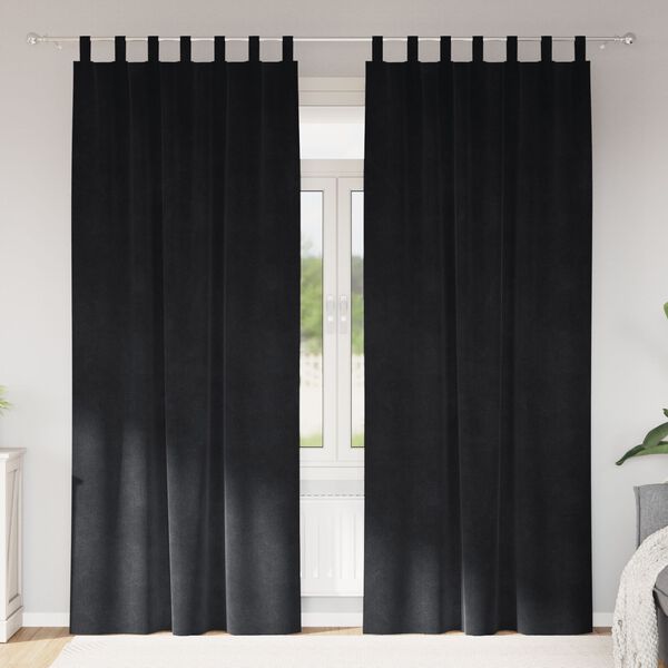vidaXL Zasłony zaciemniające 2 pcs Czarny 140 x 245 cm Aksamit