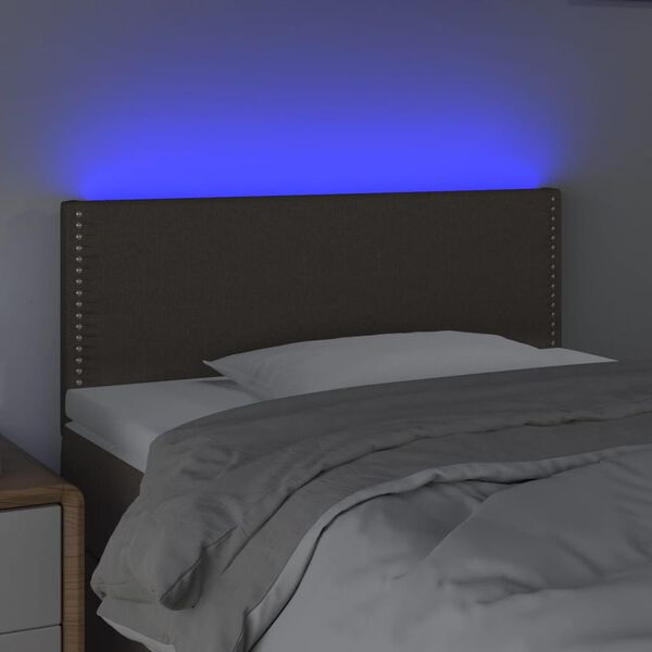 vidaXL Zagł&oacute;wek do ł&oacute;żka z LED, taupe, 80x5x78/88 cm, tkanina