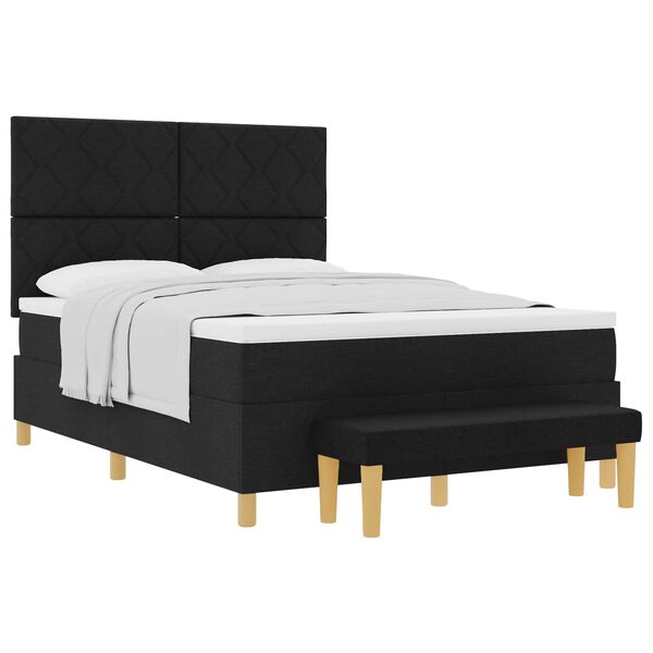 vidaXL Ł&oacute;żko sprężynowe z materacem Czarny 160 x 200 cm tkanina