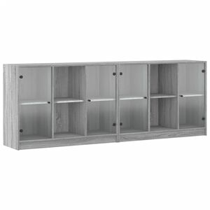 vidaXL Biblioteczka z drzwiczkami, szary dąb sonoma, 204x37x75 cm