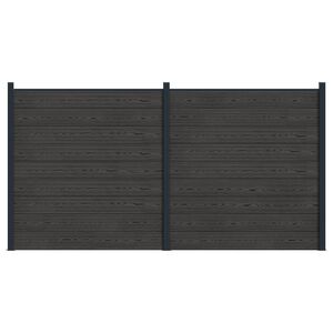vidaXL Zestaw ogrodzeniowy 2 pcs 353 x 186 cm WPC i aluminium Czarny