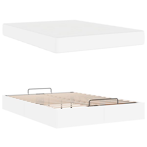 vidaXL Rama ł&oacute;żka z materacem z materacem 2 pcs Biały PVC