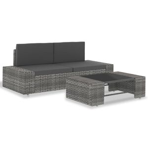 vidaXL 3-cz. zestaw wypoczynkowy do ogrodu, rattan PE, szary