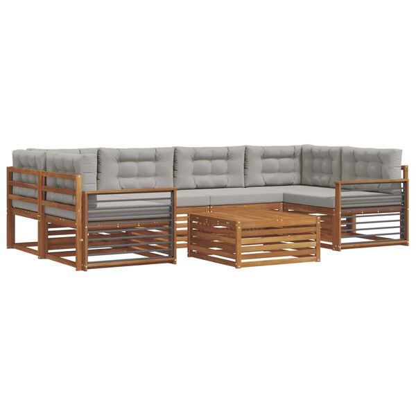 vidaXL Zestaw sof na zewnątrz z poduszką 7 pcs Naturalny i Jasny Szary