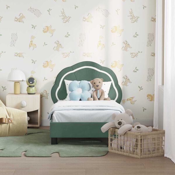 vidaXL Stelaż ł&oacute;żka dla malucha z oparciem Zielony morski 70 x 140 cm