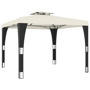 vidaXL Altana ogrodowa z podw&oacute;jnym dachem, kremowa, 2,98x2,98 m, stal