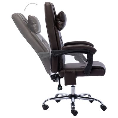 vidaXL Krzesło biurowe z funkcją masażu, brązowe, sztuczna skóra