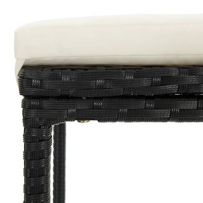 vidaXL Stołki barowe z poduszkami, 4 szt., czarne, polirattan