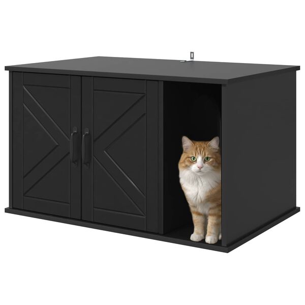 vidaXL Koty Dom Czarny 85 x 55 x 50 cm Materiał drewnopochodny