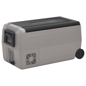 vidaXL Lod&oacute;wka na k&oacute;łkach, z uchwytem, czarno-szara, 50 L, PP i PE