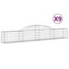 vidaXL Kosze gabionowe, 9 szt., 300x30x40/60 cm, galwanizowane żelazo