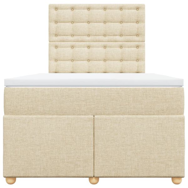 vidaXL Ł&oacute;żko kontynentalne z materacem, kremowe, 120x190 cm, tkanina