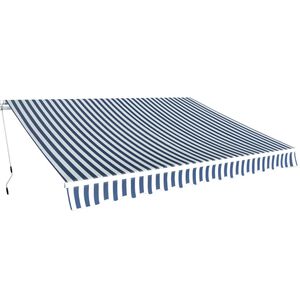 vidaXL Markiza zwijana ręcznie, 350 cm, niebiesko-biała