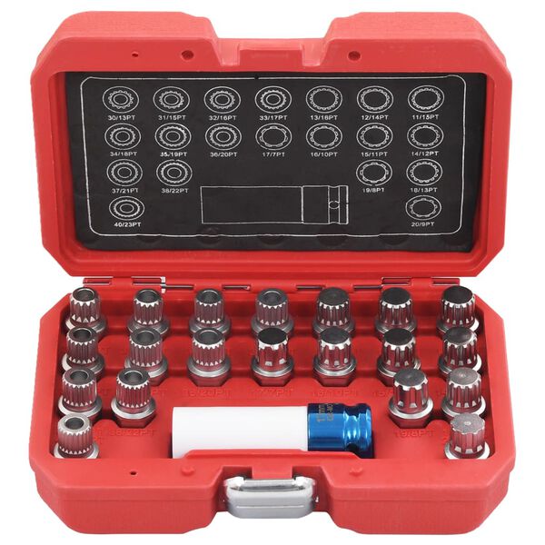 vidaXL Zestaw 21 nasadek do śrub zabezpieczających felgi do BMW