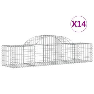 vidaXL Kosze gabionowe, 14 szt, 200x50x40/60 cm, galwanizowane żelazo