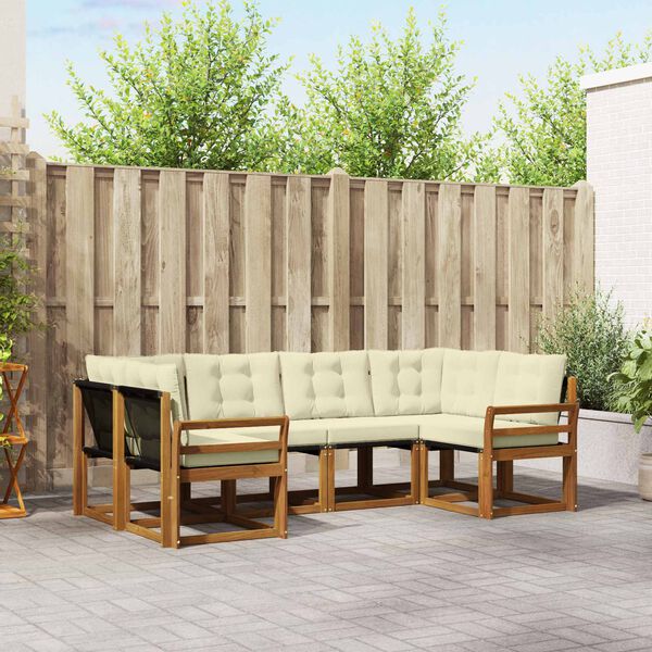 vidaXL Zestaw sof na zewnątrz z poduszką 6 pcs Naturalny i Kremowy