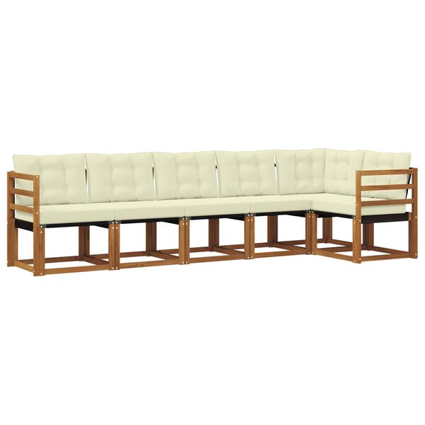 vidaXL Zestaw sof na zewnątrz z poduszką 6 pcs Naturalny i Kremowy