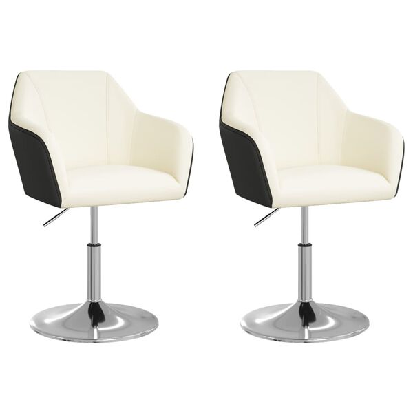 vidaXL Krzesła stołowe, 2 szt., biało-czarne, obite sztuczną sk&oacute;rą