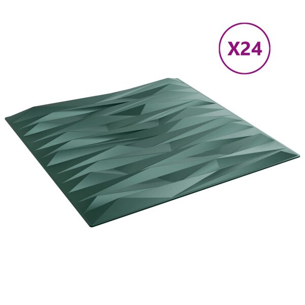 vidaXL Panele ścienne, 24 szt., zielone, 50x50 cm, XPS, 6 m&sup2;, kamień