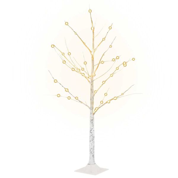 vidaXL Brzoza z oświetleniem, 48 ciepłych białych LED, 120 cm