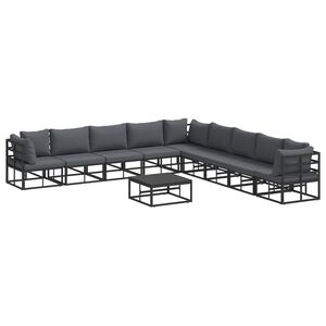vidaXL Zestaw Sof na Ogr&oacute;d 10 szt. Czarny Aluminium