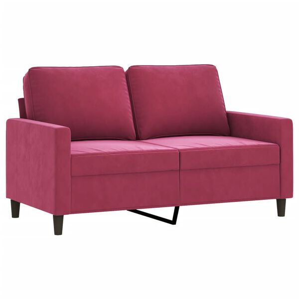 vidaXL Sofa 2-osobowa, winna czerwień, 120 cm, tapicerowana aksamitem