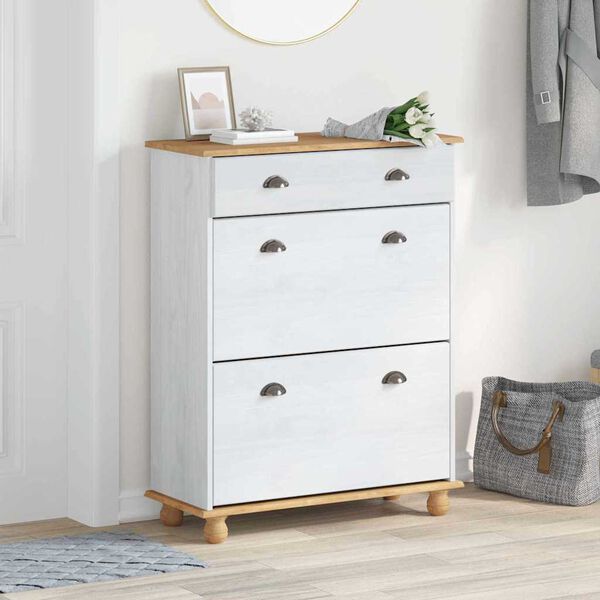 vidaXL Szafka na buty ASKIM Biały 85 x 35 x 108 cm Lite drewno sosnowe