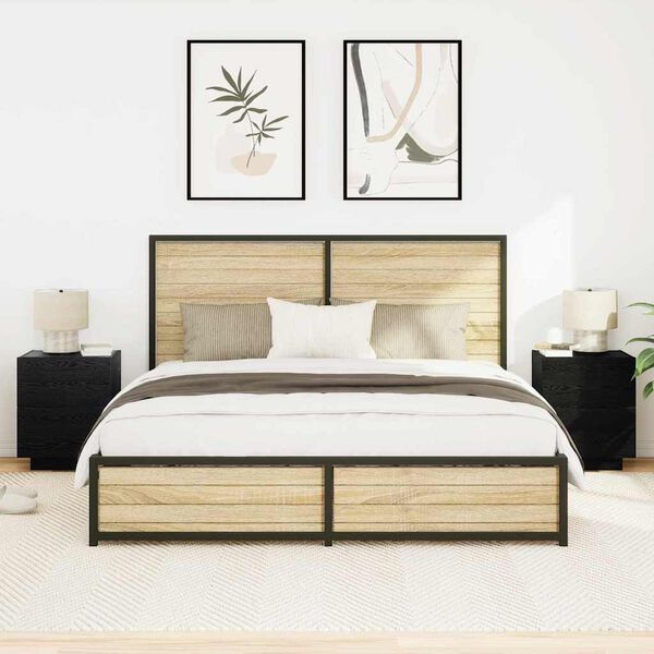 vidaXL Szafka Nocna z szufladą 2 pcs Czarny Dąb 45 x 40 x 55 cm