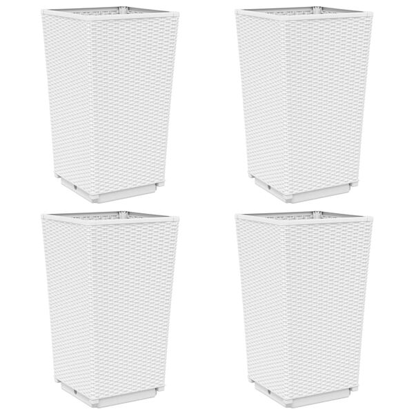 vidaXL Donice ogrodowe, 4 szt., białe, 32,5x32,5x57, PP