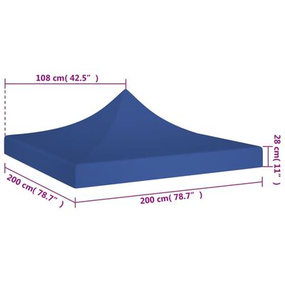 vidaXL Dach do namiotu imprezowego, 2 x 2 m, niebieski, 270 g/m²