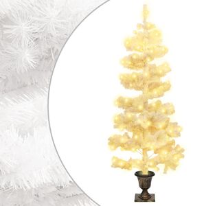 vidaXL Spiralna choinka z lampkami i stojakiem, biała, 120 cm, PVC