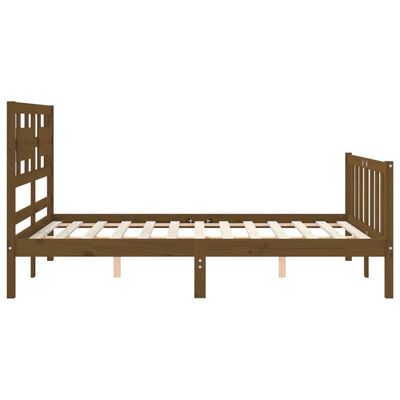 vidaXL Rama łóżka z wezgłowiem, miodowa, 140x200 cm, lite drewno