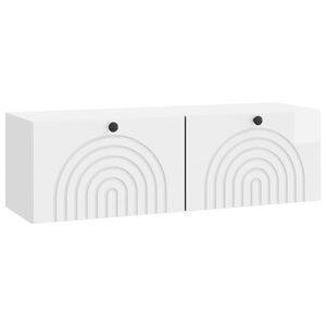 vidaXL Szafka RTV montowana na ścianie Biały wysoki połysk